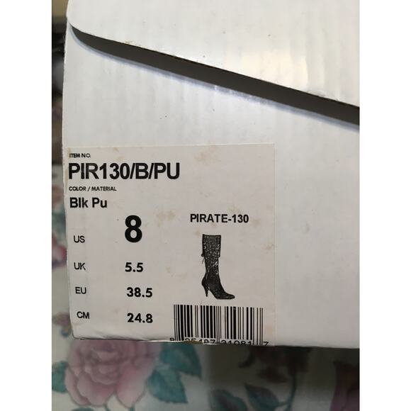 Funtasma Size 8 Black Lace Up Costume Pirate Boots Red Black & Purple Laces - Picture 7 of 7